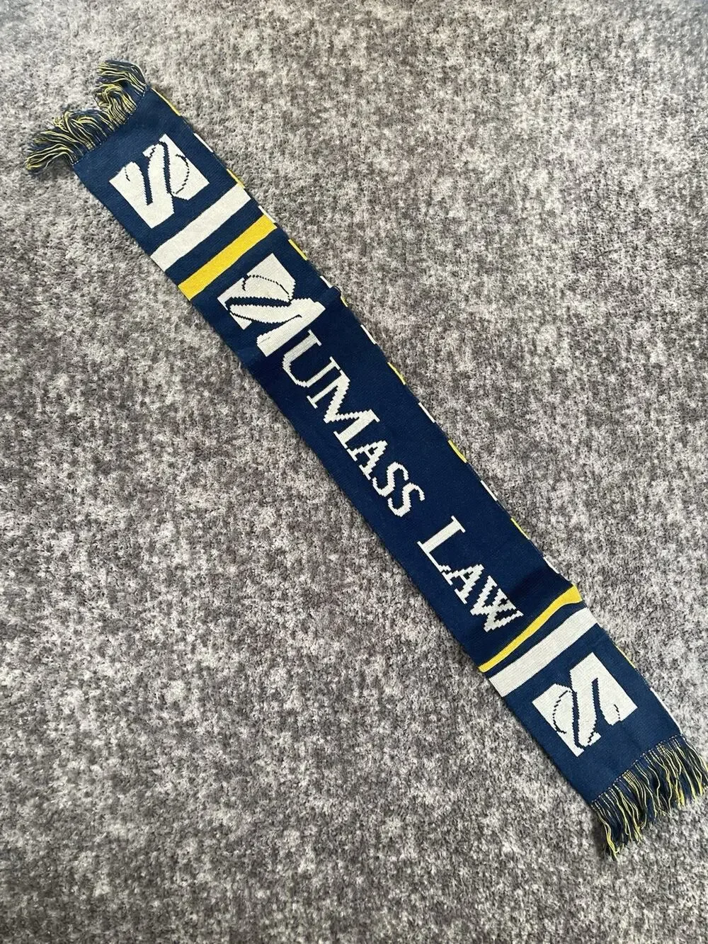 University Of Massachusetts Law School Blue White Yellow Scarf